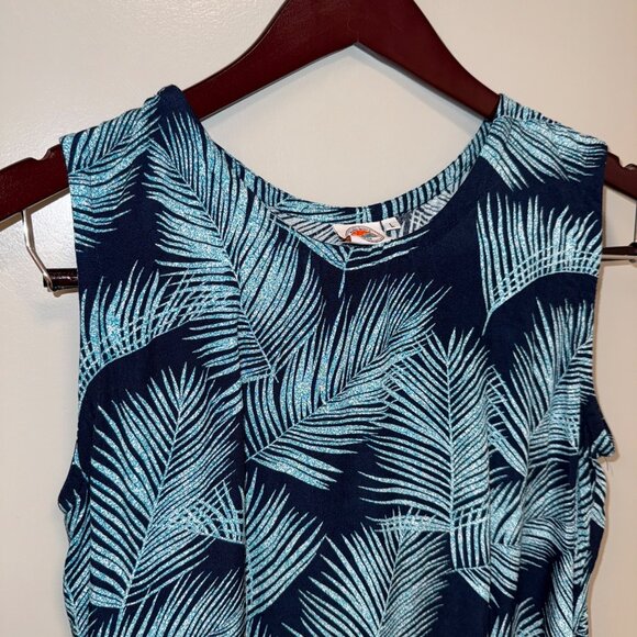 Hawaiian Beach Womens Sleeveless Palm Leaf Print Top L - Picture 3 of 5